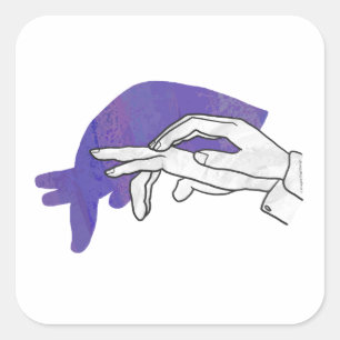 Pegatina Cuadrada Hand Silhouette Anteater Purple