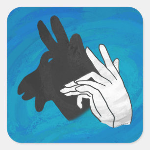 Pegatina Cuadrada Hand Silhouette Billy Goat Blue