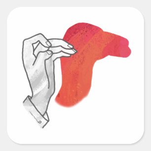 Pegatina Cuadrada Hand Silhouette Camel Red