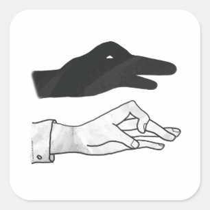 Pegatina Cuadrada Hand Silhouette Duck