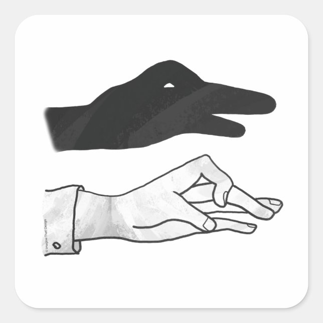 Pegatina Cuadrada Hand Silhouette Duck (Anverso)