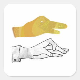 Pegatina Cuadrada Hand Silhouette Duck Amarillo