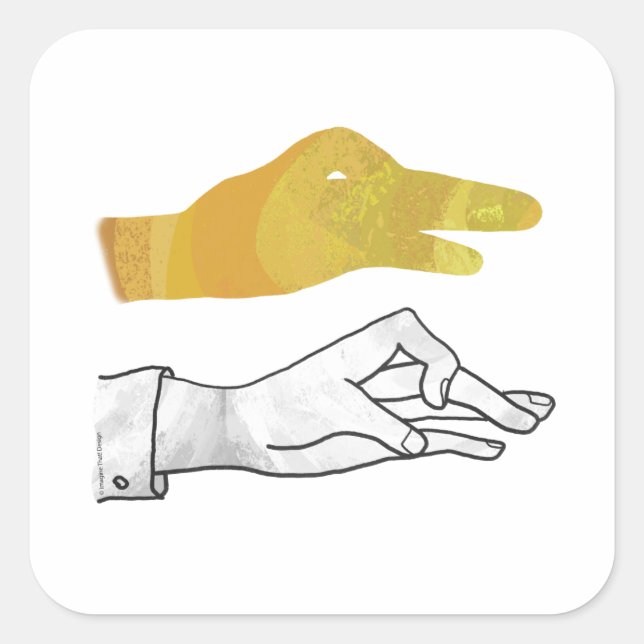 Pegatina Cuadrada Hand Silhouette Duck Amarillo (Anverso)