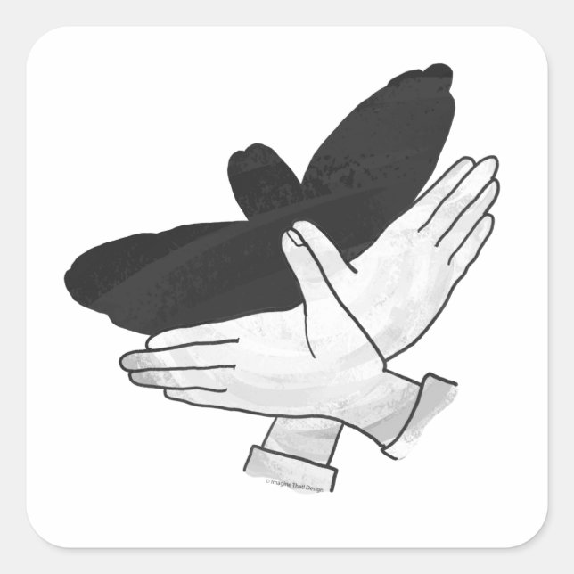 Pegatina Cuadrada Hand Silhouette Eagle (Anverso)