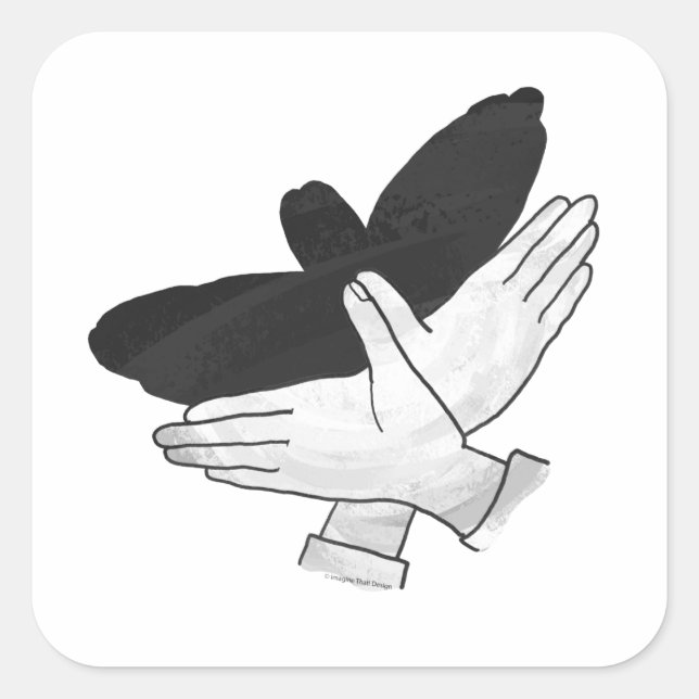Pegatina Cuadrada Hand Silhouette Eagle (Anverso)