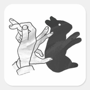 Pegatina Cuadrada Hand Silhouette Rabbit