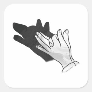 Pegatina Cuadrada Hand Silhouette Wolf