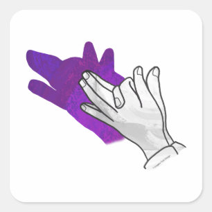 Pegatina Cuadrada Hand Silhouette Wolf Purple