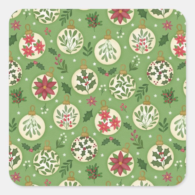 Pegatina Cuadrada HandDrawn Christmas Ornament Sticker (Anverso)
