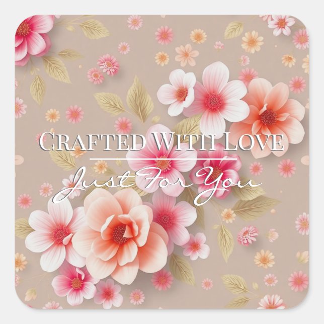 Pegatina Cuadrada Handmade Thank You Stickers • Cute Order Packaging (Anverso)