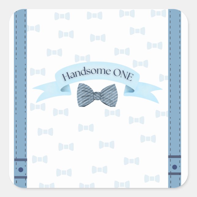 Pegatina Cuadrada Handsome One First Birthday Stickers (Anverso)