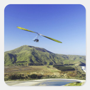 Pegatina Cuadrada Hang Glider, Península de Otago, cerca de Dunedin
