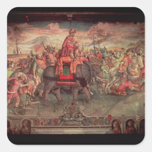 Pegatina Cuadrada Hannibal que cruza las montañas