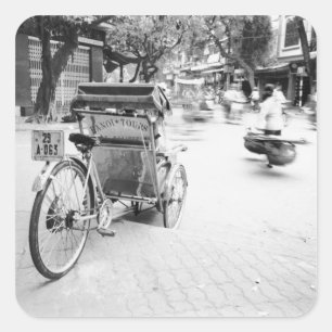 Pegatina Cuadrada Hanoi Vietnam, Ciclo en el antiguo Hanoi