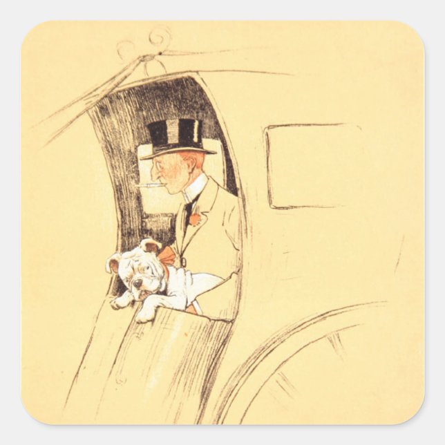 Pegatina Cuadrada Hansom Cab (Anverso)