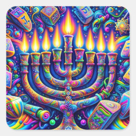 Pegatina Cuadrada Hanukkah