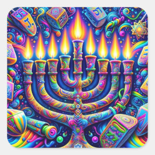 Pegatina Cuadrada Hanukkah