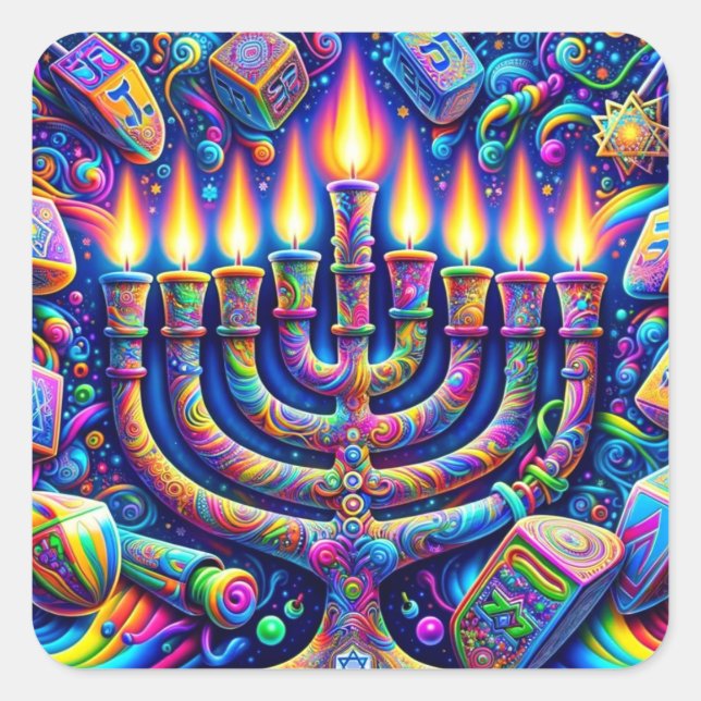 Pegatina Cuadrada Hanukkah (Anverso)