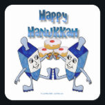 Pegatina Cuadrada Hanukkah Dancing Dreides y Jelly Doughnut<br><div class="desc">Está viendo la colección Lee Hiller de arte fotográfico y diseños de decoración de casa y oficina, ropa, regalos y objetos de colección. Los diseños incluyen la fotografía Lee Hiller y la colección de arte digital de medios mixtos. Puedes ver su fotografía de la naturaleza en http://HikeOurPlanet.com/ y seguir su...</div>