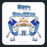 Pegatina Cuadrada Hanukkah Dancing Dreides y Jelly Doughnut<br><div class="desc">Está viendo la colección Lee Hiller de arte fotográfico y diseños de decoración de casa y oficina, ropa, regalos y objetos de colección. Los diseños incluyen la fotografía Lee Hiller y la colección de arte digital de medios mixtos. Puedes ver su fotografía de la naturaleza en http://HikeOurPlanet.com/ y seguir su...</div>