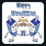 Pegatina Cuadrada Hanukkah Dancing Dreides y Jelly Doughnut<br><div class="desc">Está viendo la colección Lee Hiller Designs of Home and Office Decor, Apparel, Gifts and Collectibles. Los diseños incluyen la fotografía Lee Hiller y la colección de arte digital de medios mixtos. Puedes ver su fotografía de la naturaleza en http://HikeOurPlanet.com/ y seguir su blog de senderismo dentro del Parque Nacional...</div>
