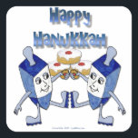 Pegatina Cuadrada Hanukkah Dancing Dreides y Jelly Doughnut<br><div class="desc">Está viendo la colección Lee Hiller Designs of Home and Office Decor, Apparel, Gifts and Collectibles. Los diseños incluyen la fotografía Lee Hiller y la colección de arte digital de medios mixtos. Puedes ver su fotografía de la naturaleza en http://HikeOurPlanet.com/ y seguir su blog de senderismo dentro del Parque Nacional...</div>