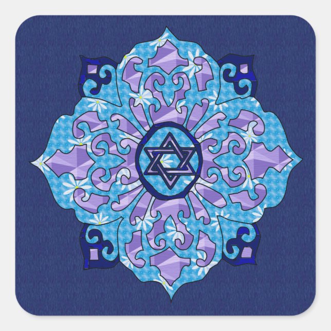 Pegatina Cuadrada Hanukkah Mandela (Anverso)