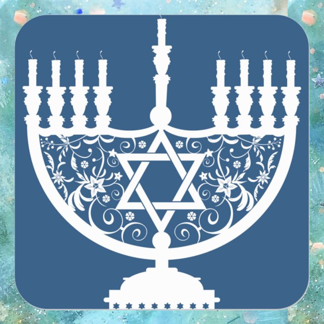 Pegatina Cuadrada Hanukkah Menorah (Subido por el creador)