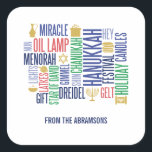 Pegatina Cuadrada Hanukkah Palabras Pegatinas de Holiday Square<br><div class="desc">Personalice el texto personalizado anterior. Puede encontrar elementos de coordinación adicionales en nuestra colección "Hanukkah Words Holiday".</div>