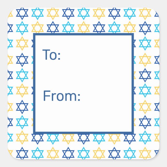 Pegatina Cuadrada Hanukkah Star of David (Anverso)