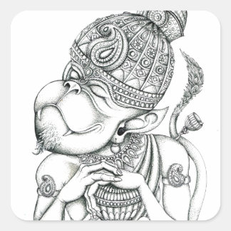 Pegatina Cuadrada Hanuman, Dios del mono