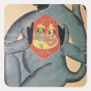 Pegatina Cuadrada Hanuman que revela Rama y Sita