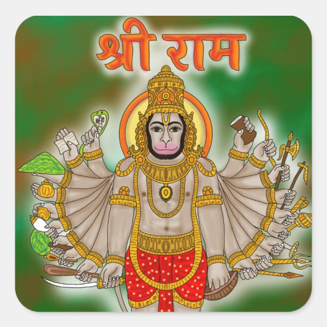 Pegatina Cuadrada Hanuman Sticker (Anverso)