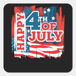 Pegatina Cuadrada Happy 4th of July - USA flag