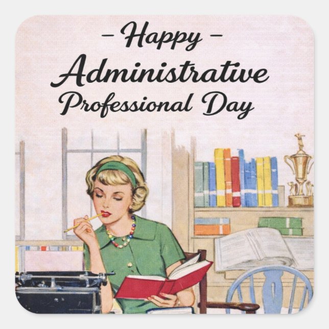 Pegatina Cuadrada Happy Administrative Professional Day  (Anverso)