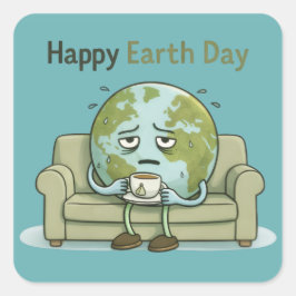 Pegatina Cuadrada Happy Earth Day 