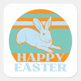 Pegatina Cuadrada HAPPY EASTER divertido idea de regalo de conejito