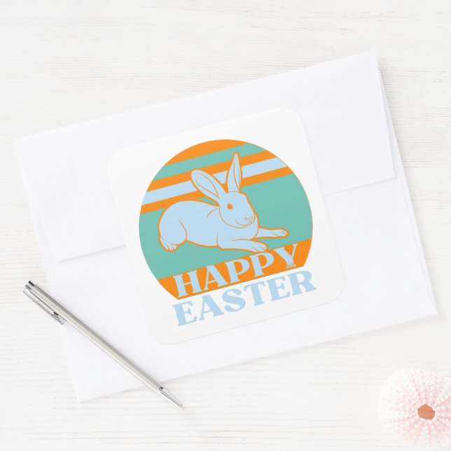 Pegatina Cuadrada HAPPY EASTER divertido idea de regalo de conejito  (Sobre)