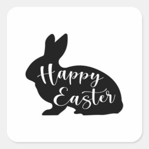Pegatina Cuadrada Happy Easter Spring Bunny Easter Funny Gift Idea