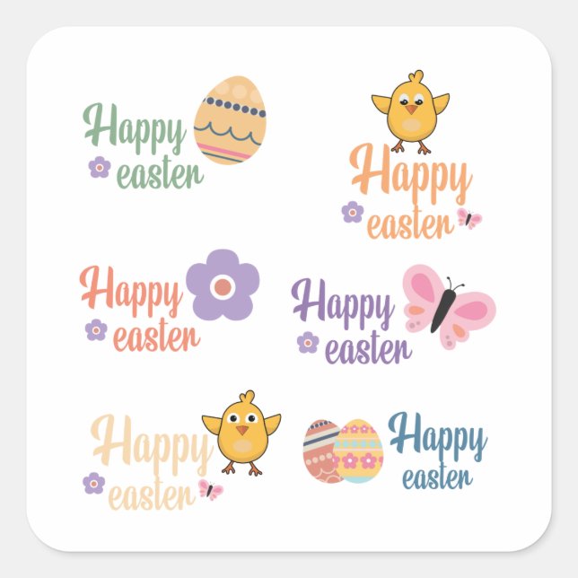 Pegatina Cuadrada happy easter stickers (Anverso)