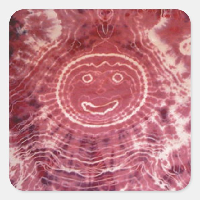 Pegatina Cuadrada Happy Face Tie Dye PhatDyes (Anverso)