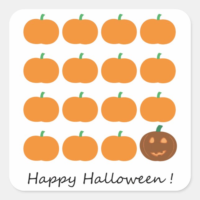 Pegatina Cuadrada Happy Halloween Cumpkin Patch (Anverso)