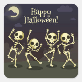 Pegatina Cuadrada Happy Halloween - Happy Skeletons