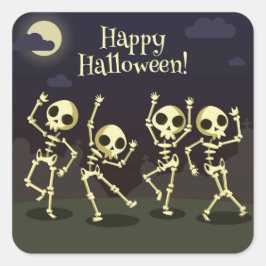 Pegatina Cuadrada Happy Halloween - Happy Skeletons