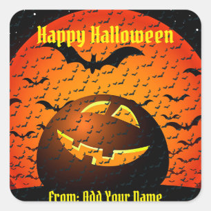 Pegatina Cuadrada Happy Halloween Spooktime