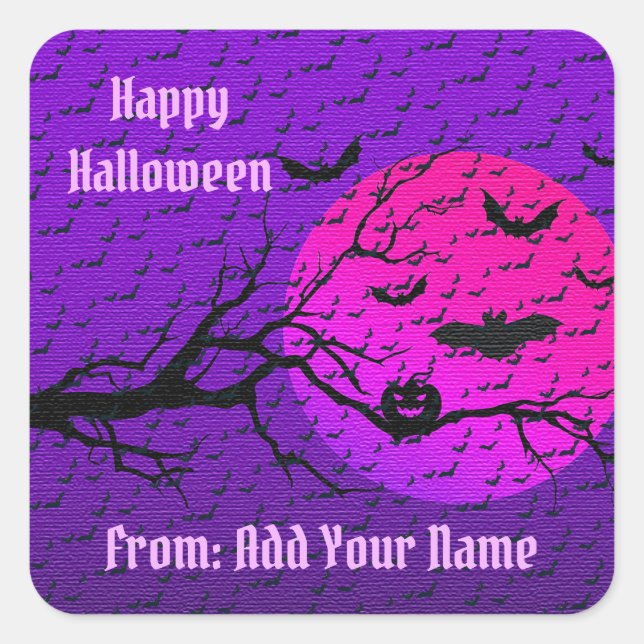 Pegatina Cuadrada Happy Halloween Spooktime (Anverso)
