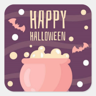 Pegatina Cuadrada Happy Halloween Witness Pot