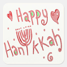 Pegatina Cuadrada Happy Hannukah