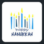PEGATINA CUADRADA HAPPY HANUKKAH<br><div class="desc">Esta es una hermosa imagen para Happy Hanukkah. Use este diseño para regalar.</div>