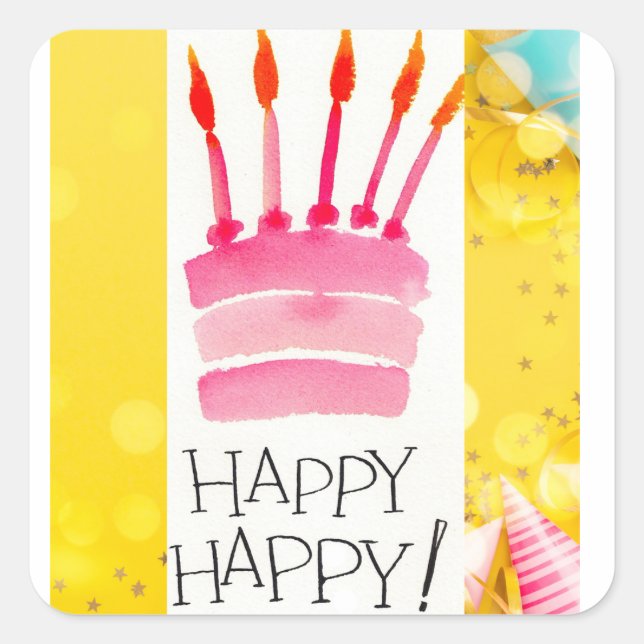 PEGATINA CUADRADA HAPPY  HAPPY (Anverso)